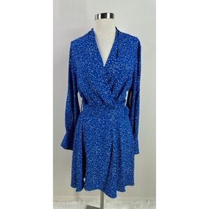 Equipment femme long sleeve buttoned cuffs Polka Dot Wrap knee length dress